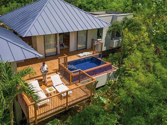 Raffles Seychelles - Wohnbeispiel Hillside Pool Villa Garden View Twin (Zimmercodierungen VB1, VH1 & VB6)
