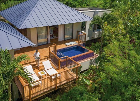 Raffles Seychelles - Wohnbeispiel Hillside Pool Villa Garden View Twin (Zimmercodierungen VB1, VH1 & VB6)