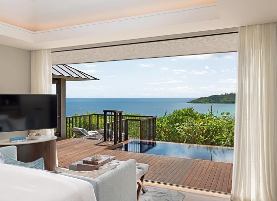 Raffles Seychelles - Wohnbeispiel Ocean View Pool Villa Twin (Zimmercodierungen VBM, VHM, VB8, VMM & VS8)