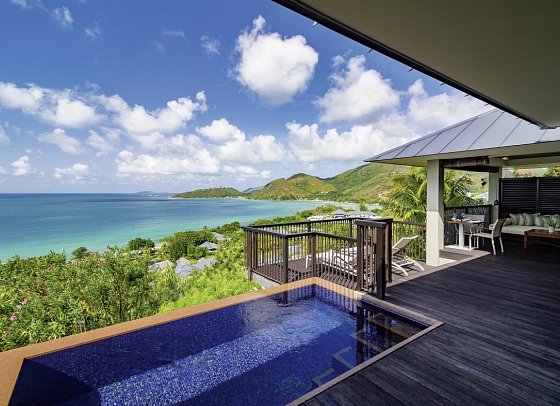 Raffles Seychelles - Wohnbeispiel Panoramic Pool Villa (Zimmercodierungen VB2, VH2, VD8, VB7 & VO8)