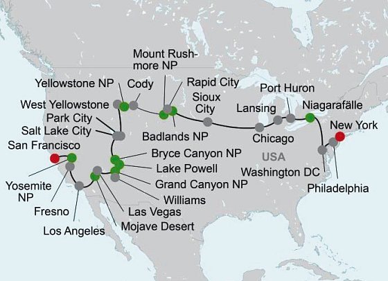 USA von Küste zu Küste (San Francisco - New York)