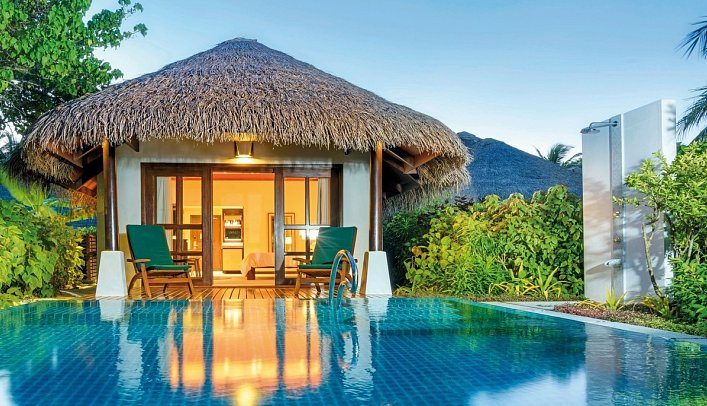 Sheraton Maldives Full Moon Resort & Spa - Wohnbeispiel Cottage with Pool (Zimmercodierung BQ1)