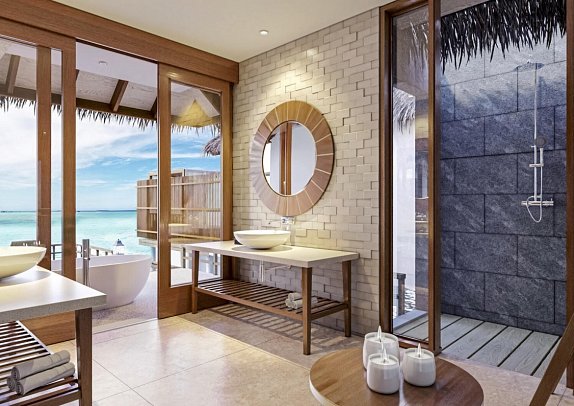 Furaveri Island Resort & Spa - Beispiel Bad Ocean Pool Villa Sunset (Zimmercodierung VX4)