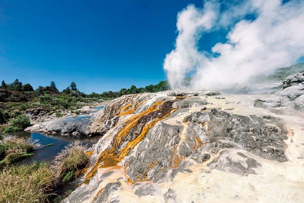 Rundreise Erlebnis Neuseeland auf Schiene und Straße - Pohutu Geysir in Te Puia, Rotorua