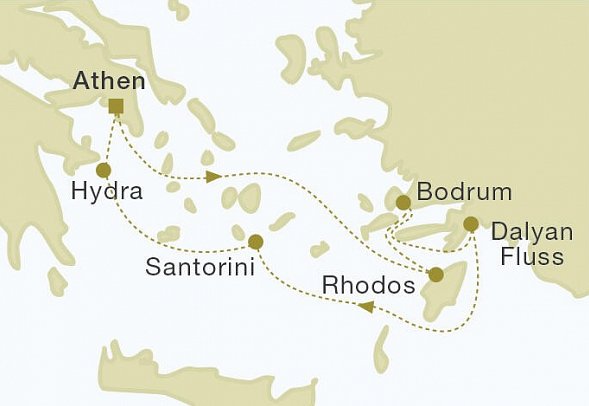 Östliches Mittelmeer & Türkei mit Star Flyer - Routenkarte