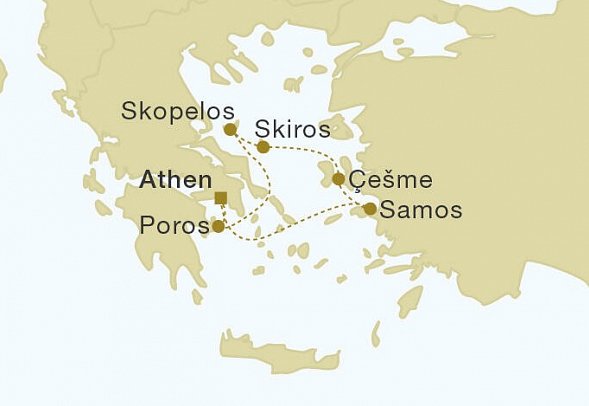 Griechische Inseln mit Star Flyer - Routenkarte