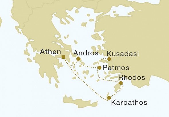 Griechische Inseln mit Star Flyer - Routenkarte