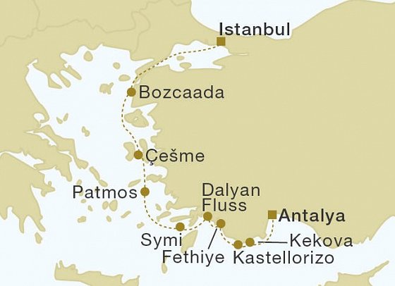 Türkei und Griechenland mit Star Flyer - Routenkarte