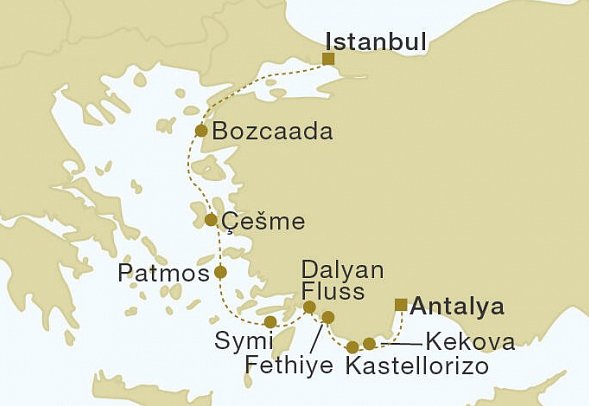 Türkei und Griechenland mit Star Flyer - Routenkarte