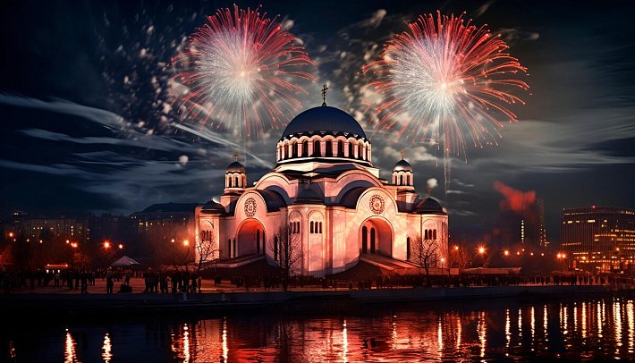 Städtereise Belgrad mit EXPO - Sava Tempel in Belgrad, KI-generiert