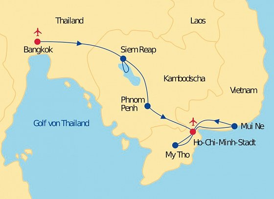 3 Länderkombi Thailand, Kambodscha & Vietnam inkl. Baden