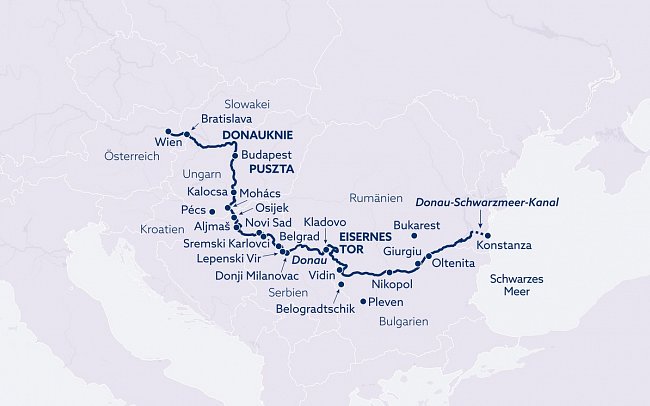 Rumänischen Donaudelta mit Bellejour - Routenkarte