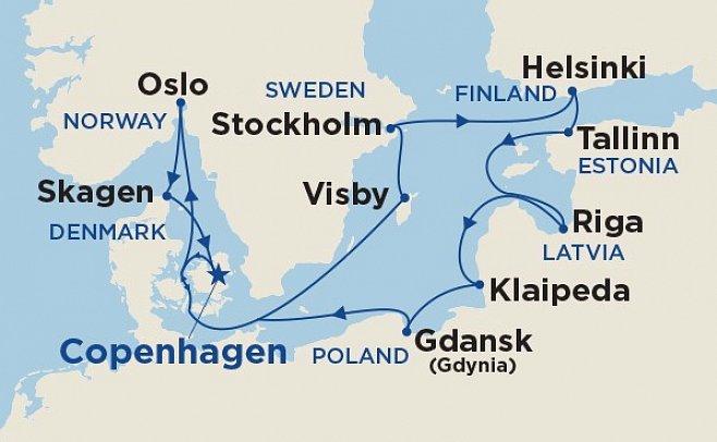 Höhepunkte der Ostsee mit Sapphire Princess - Routenkarte