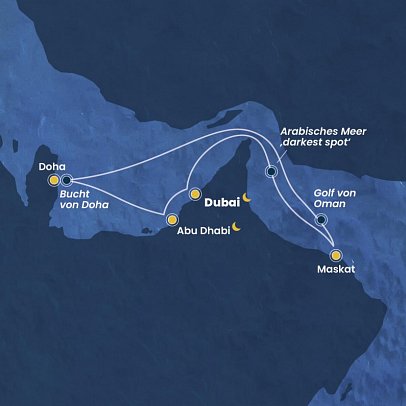 Vereinige Arabische Emirate, Oman mit Costa Smeralda - Routenkarte