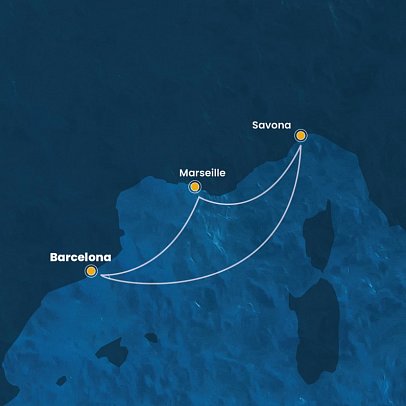 Schnupperkreuzfahrt mit Costa Fascinosa - Routenkarte