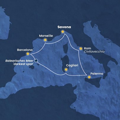 Harmonie der Farben und Aromen mit Costa Pacifica - Routenkarte