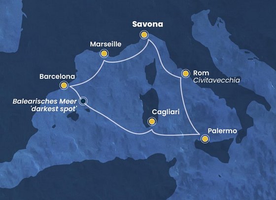 Harmonie der Farben und Aromen mit Costa Pacifica - Routenkarte