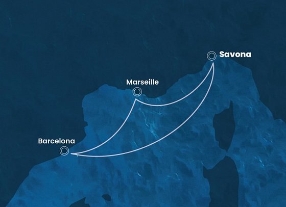 Antike Stätte im Mittelmeer mit Costa Favolosa