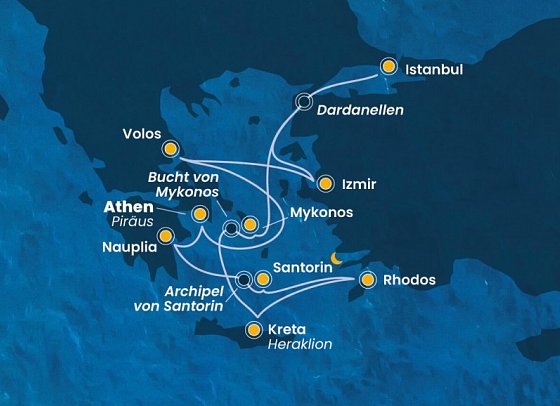 Grosse Mittelmeerkreuzfahrt mit Costa Serena - Routenkarte