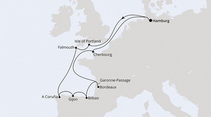 Ärmelkanal & Golf von Biskaya mit AIDAsol