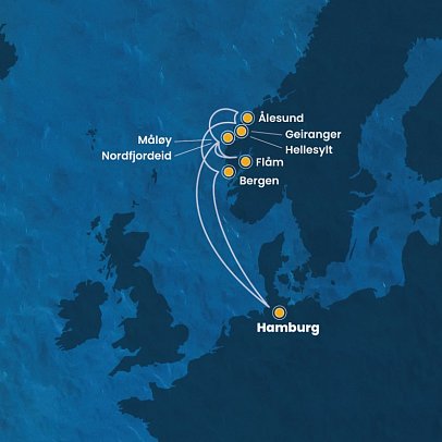 Norwegische Fjorde – Costa Favolosa - Routenkarte