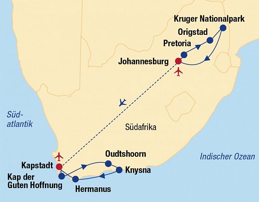 Rundreise Südafrika - Vom Kruger-Nationalpark zum Tafelberg