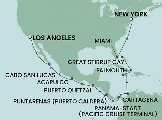 Panamakanal mit Norwegian Bliss - Routenkarte