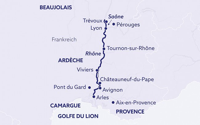 Genuss in Frankreich mit Bijou du Rhône - Routenkarte