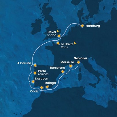 Vom Mittelmeer an die Nordsee mit Costa Favolosa