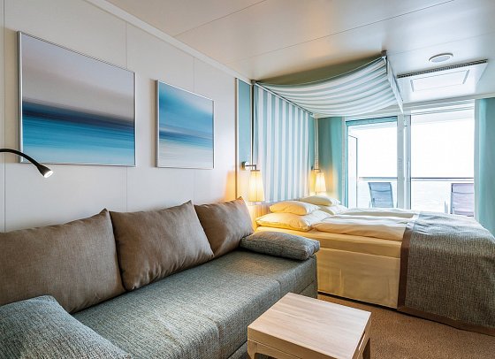 Von Mallorca über Portugal nach Hamburg mit AIDAperla - Beispiel Verandakabine Komfort (Zimmercodierung KV2)