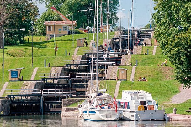 Rundreise Südschweden - Schleusentreppe von Berg, Göta Kanal