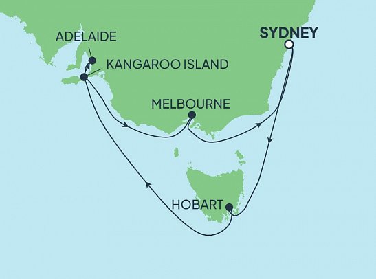 Weihnachten/Silvester in Australien & Neuseeland mit NCL Spirit - Routenkarte
