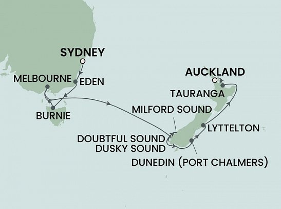 Australien & Neuseeland mit Norwegian Spirit - Routenkarte