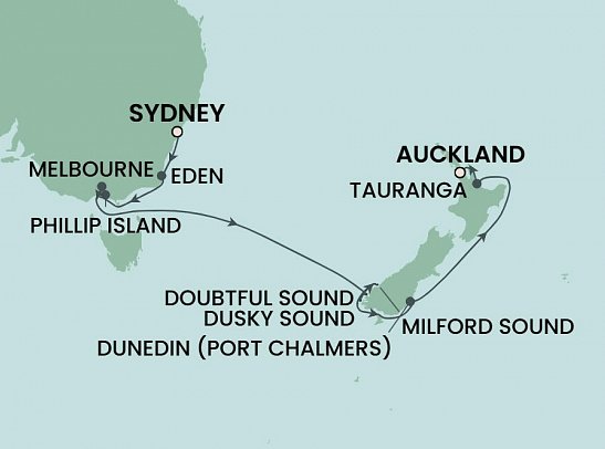 Australien und Neuseeland entdecken mit Norwegian Spirit - Routenkarte