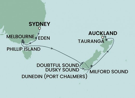 Australien und Neuseeland entdecken mit Norwegian Spirit - Routenkarte