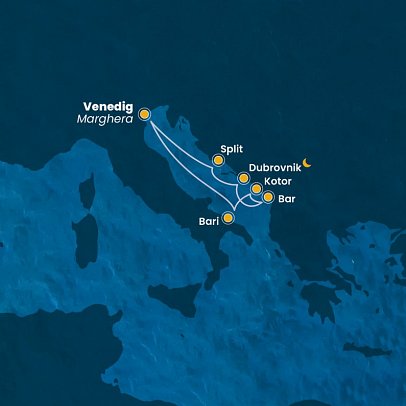 Traumhafte Buchten mit Costa Deliziosa - Routenkarte