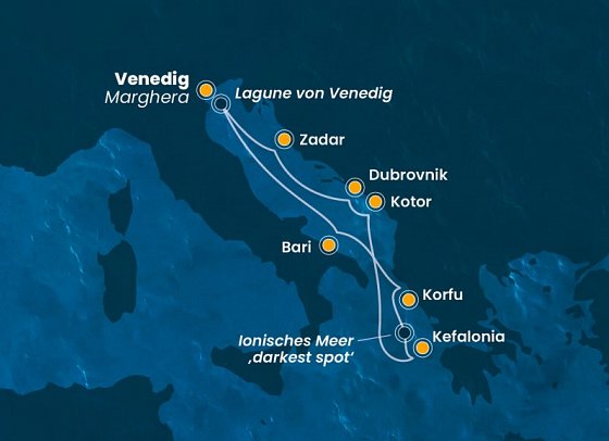 Antike Städte mit Costa Deliziosa - Routenkarte