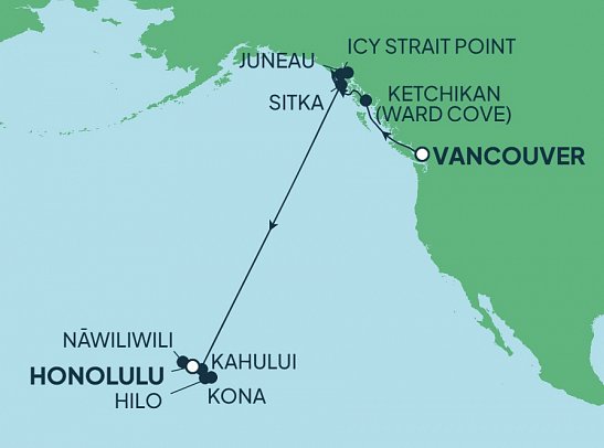 Vom Gletscher zum Strand mit Norwegian Spirit - Routenkarte